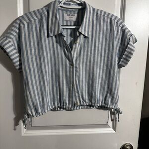 Old Navy Girls’ Striped Crop Button-Up Shirt – Size XL (14-16) –New without tags